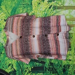 (3337-3) C est. 1946 Short Sleeve Brown multi colored Sweater Size XL